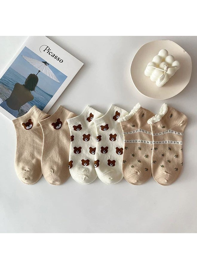 Trendora Women's Cotton Ankle Socks, Mixed Colours, 6 Pairs, Cotton Blend, Casual Comfort, Closed Toe - Image 2